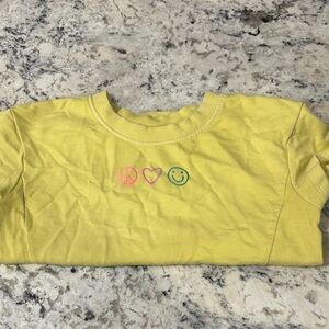 Cat & Jack Yellow Kids Sweater with Peace, Heart, Smiley Design